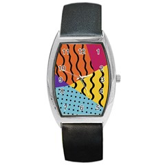 Background Abstract Memphis Barrel Style Metal Watch by Wegoenart