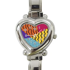 Background Abstract Memphis Heart Italian Charm Watch by Wegoenart