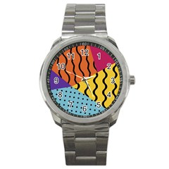 Background Abstract Memphis Sport Metal Watch by Wegoenart