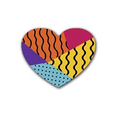 Background Abstract Memphis Rubber Coaster (heart)  by Wegoenart