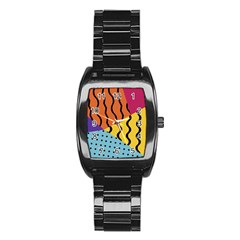 Background Abstract Memphis Stainless Steel Barrel Watch by Wegoenart