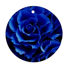 Blue Roses Flowers Plant Romance Ornament (round) by Wegoenart