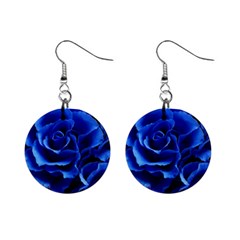 Blue Roses Flowers Plant Romance Mini Button Earrings by Wegoenart