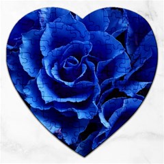 Blue Roses Flowers Plant Romance Jigsaw Puzzle (heart) by Wegoenart