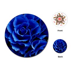 Blue Roses Flowers Plant Romance Playing Cards (round)