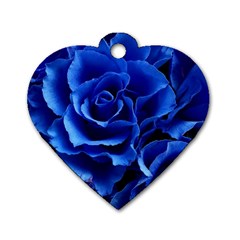 Blue Roses Flowers Plant Romance Dog Tag Heart (one Side) by Wegoenart