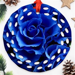 Blue Roses Flowers Plant Romance Ornament (round Filigree) by Wegoenart