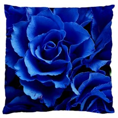 Blue Roses Flowers Plant Romance Large Flano Cushion Case (one Side) by Wegoenart