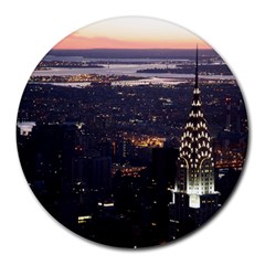 New York Manhattan Evening Dusk Round Mousepads by Wegoenart