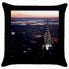 New York Manhattan Evening Dusk Throw Pillow Case (black) by Wegoenart