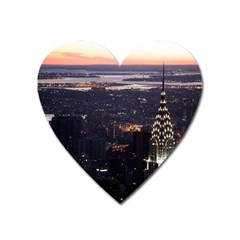 New York Manhattan Evening Dusk Heart Magnet by Wegoenart