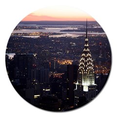 New York Manhattan Evening Dusk Magnet 5  (round) by Wegoenart