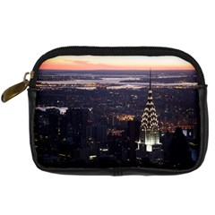 New York Manhattan Evening Dusk Digital Camera Leather Case by Wegoenart