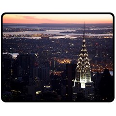 New York Manhattan Evening Dusk Fleece Blanket (medium)  by Wegoenart