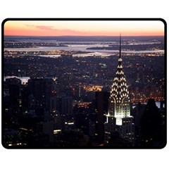 New York Manhattan Evening Dusk Double Sided Fleece Blanket (medium)  by Wegoenart