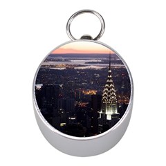 New York Manhattan Evening Dusk Mini Silver Compasses by Wegoenart