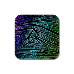 Abstract Background Rainbow Metal Rubber Square Coaster (4 pack) 