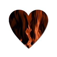 Smoke Flame Abstract Orange Red Heart Magnet by Wegoenart