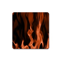 Smoke Flame Abstract Orange Red Square Magnet by Wegoenart