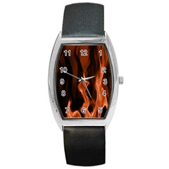 Smoke Flame Abstract Orange Red Barrel Style Metal Watch by Wegoenart