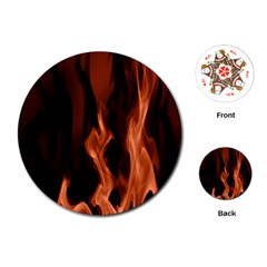 Smoke Flame Abstract Orange Red Playing Cards (round) by Wegoenart