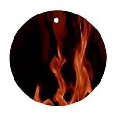 Smoke Flame Abstract Orange Red Round Ornament (two Sides)