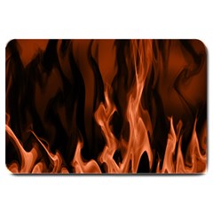 Smoke Flame Abstract Orange Red Large Doormat  by Wegoenart