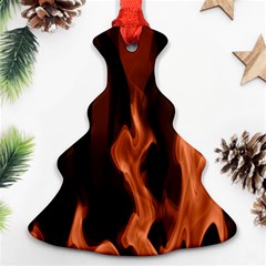 Smoke Flame Abstract Orange Red Christmas Tree Ornament (two Sides) by Wegoenart