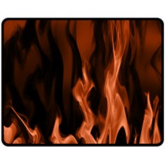 Smoke Flame Abstract Orange Red Double Sided Fleece Blanket (medium)  by Wegoenart