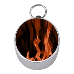 Smoke Flame Abstract Orange Red Mini Silver Compasses