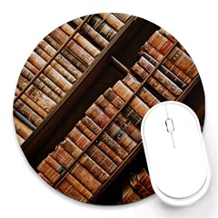 Books Bookshelf Classic Collection Round Mousepads by Wegoenart