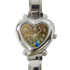 Peacock Plumage Bird Peafowl Heart Italian Charm Watch by Wegoenart