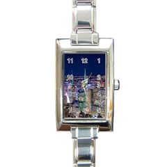 New York Manhattan Night Building Rectangle Italian Charm Watch by Wegoenart