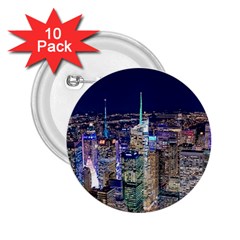 New York Manhattan Night Building 2 25  Buttons (10 Pack)  by Wegoenart