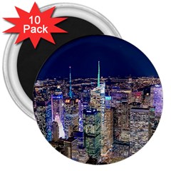 New York Manhattan Night Building 3  Magnets (10 Pack)  by Wegoenart