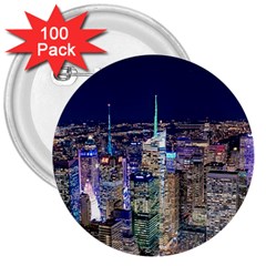 New York Manhattan Night Building 3  Buttons (100 Pack)  by Wegoenart