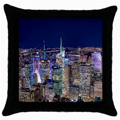 New York Manhattan Night Building Throw Pillow Case (black) by Wegoenart