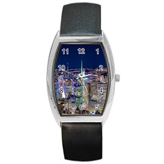 New York Manhattan Night Building Barrel Style Metal Watch by Wegoenart