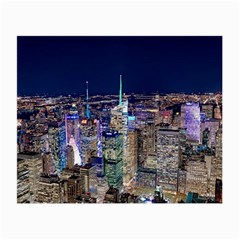 New York Manhattan Night Building Small Glasses Cloth by Wegoenart