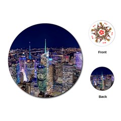 New York Manhattan Night Building Playing Cards (round) by Wegoenart