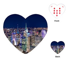 New York Manhattan Night Building Playing Cards (heart) by Wegoenart