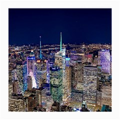 New York Manhattan Night Building Medium Glasses Cloth (2-side) by Wegoenart