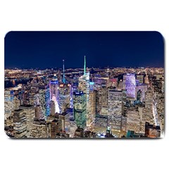 New York Manhattan Night Building Large Doormat  by Wegoenart