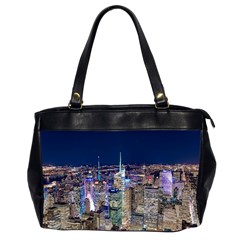 New York Manhattan Night Building Oversize Office Handbag (2 Sides) by Wegoenart