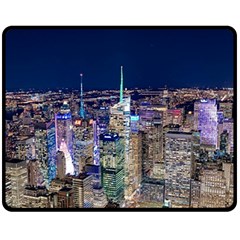 New York Manhattan Night Building Fleece Blanket (medium)  by Wegoenart