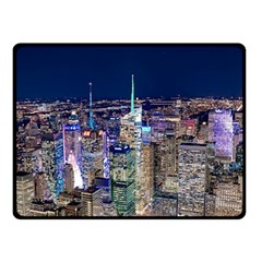 New York Manhattan Night Building Fleece Blanket (small) by Wegoenart