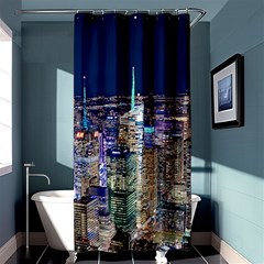 New York Manhattan Night Building Shower Curtain 36  X 72  (stall)  by Wegoenart