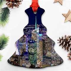 New York Manhattan Night Building Christmas Tree Ornament (two Sides) by Wegoenart