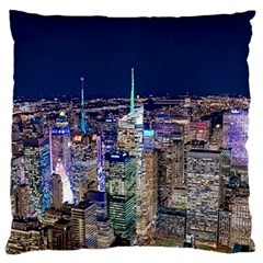 New York Manhattan Night Building Large Flano Cushion Case (one Side) by Wegoenart