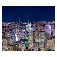 New York Manhattan Night Building Double Sided Flano Blanket (small)  by Wegoenart